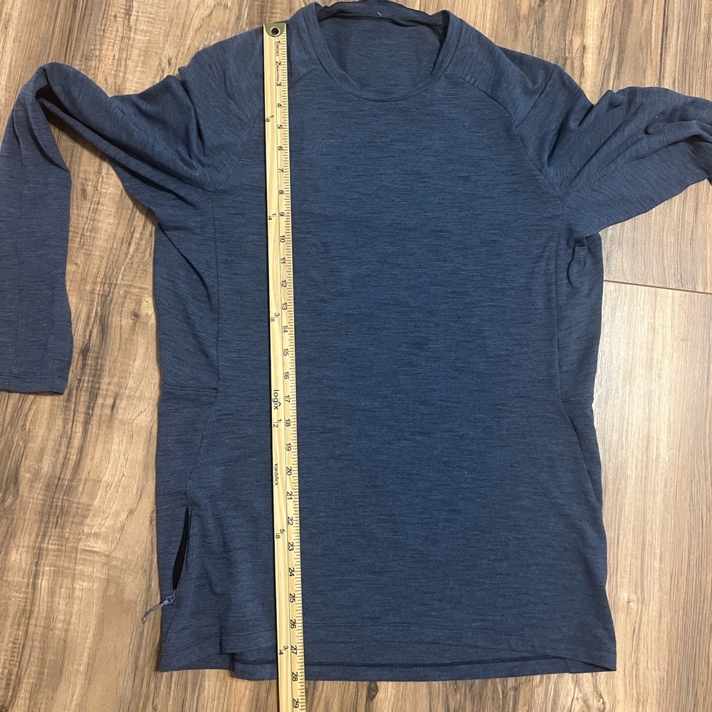 Lululemon Surge Warm Long Sleeve Shirt Moroccan Blue Black Men’s Medium M - Picture 7 of 11